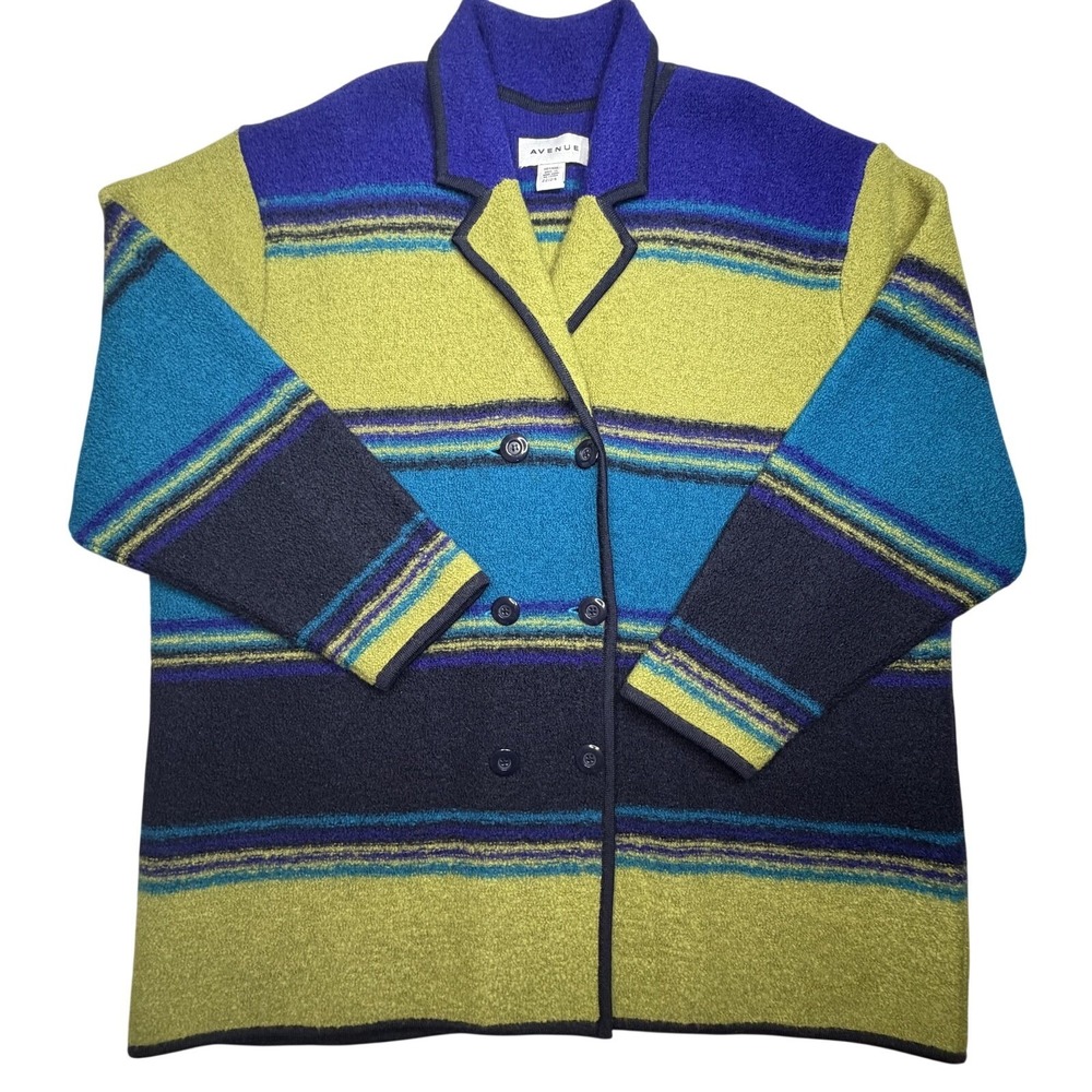 Vintage‎ Avenue Coatigan Womens 22/24 Multicolor Wool Striped Knit Button Jacket